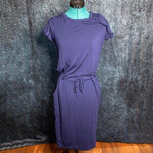 Brigitte Brianna Navy Blue Midi T-Shirt Dress | Size Large | Made in USA